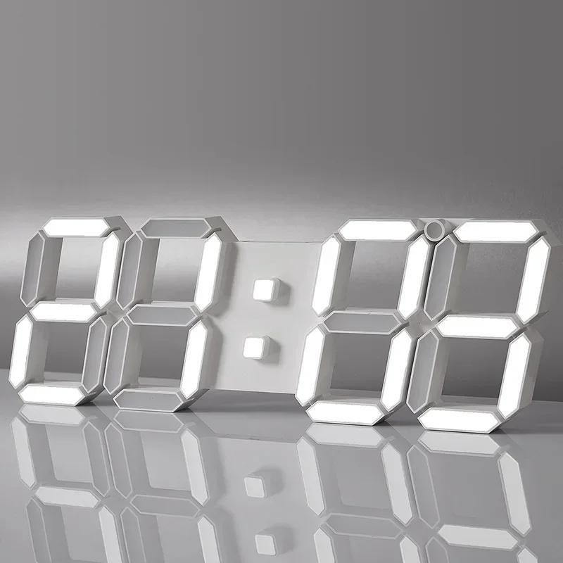 Horloge murale numérique LED de 15 pouces, affichage 3D, télécommande, horloge électronique, fonctio