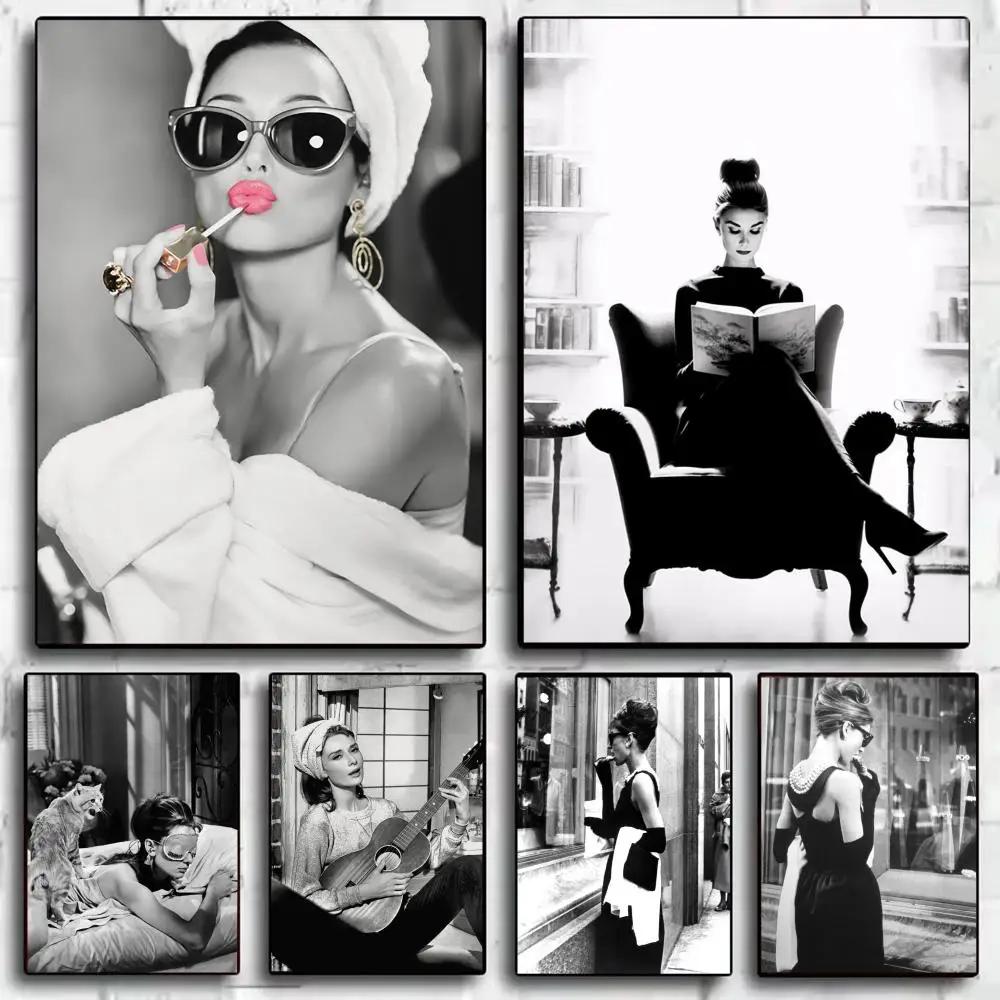 A-Audrey Hepburn affiche autocollants HD peinture imperméable Art mural pour chambre salon décor à la maison décoration cadeau