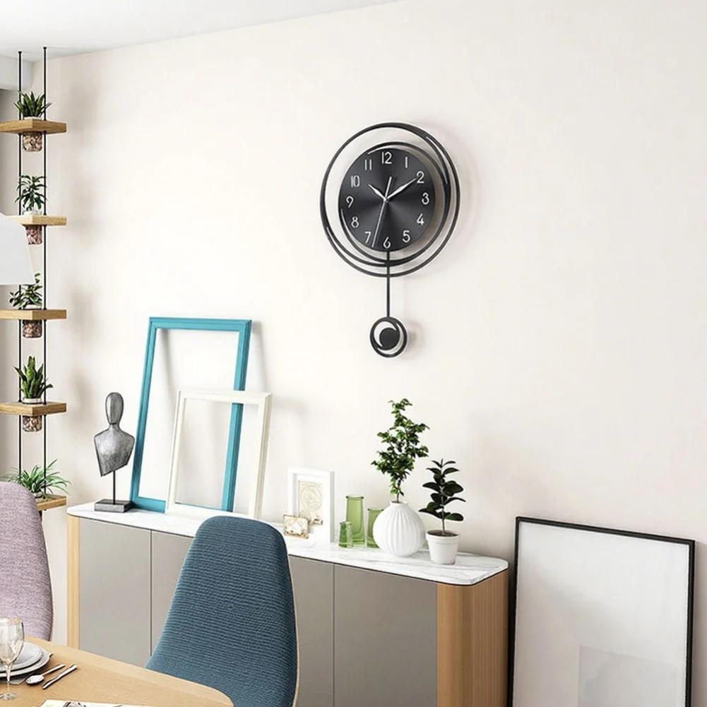 Horloge murale avec pendule, fonctionne à piles, décorative, silencieuse, mouvement à quartz sans tic-tac, adaptée à la cuisine et au salon