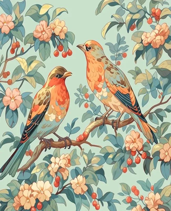 Peinture par numéros : Illustration artistique d'oiseaux, Art mural, Fournitures d'artisanat, Kit de peinture fait main pour adultes, Tableau sur toile