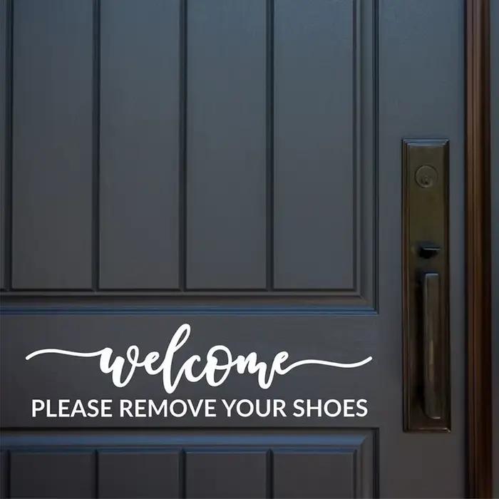 Autocollant de bienvenue pour porte d'entrée, veuillez retirer vos chaussures, autocollant de salle 