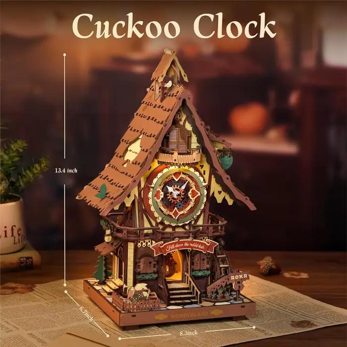 Kit de puzzle 3D en bois Robotime, horloge à coucou style Forêt-Noire avec oiseau fonctionnel, kit de modèle d'horloge DIY pour enfants et adultes