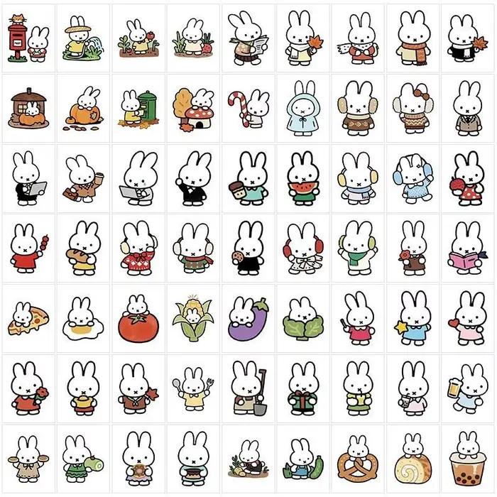 Autocollants Miffy Cartoon Simples et Mignons, Autocollants Décoratifs Thérapeutiques Kawaii, Idéaux