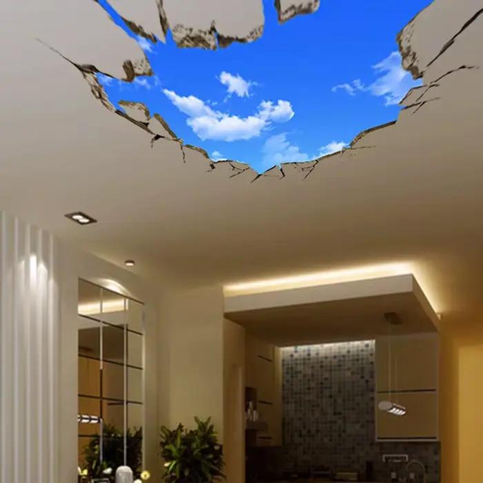 Nouvel autocollant mural décoratif PVC 50*70CM Ciel Bleu pour plafond, fond de canapé de salon, déco