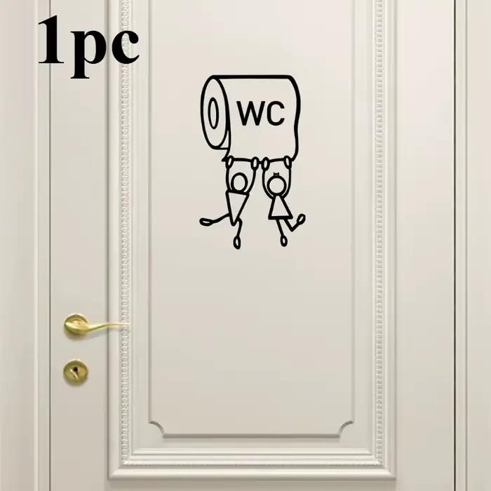 Autocollant mural «WC» en PVC, 1/3 pièces, art mural humoristique pour toilettes, facile à installer
