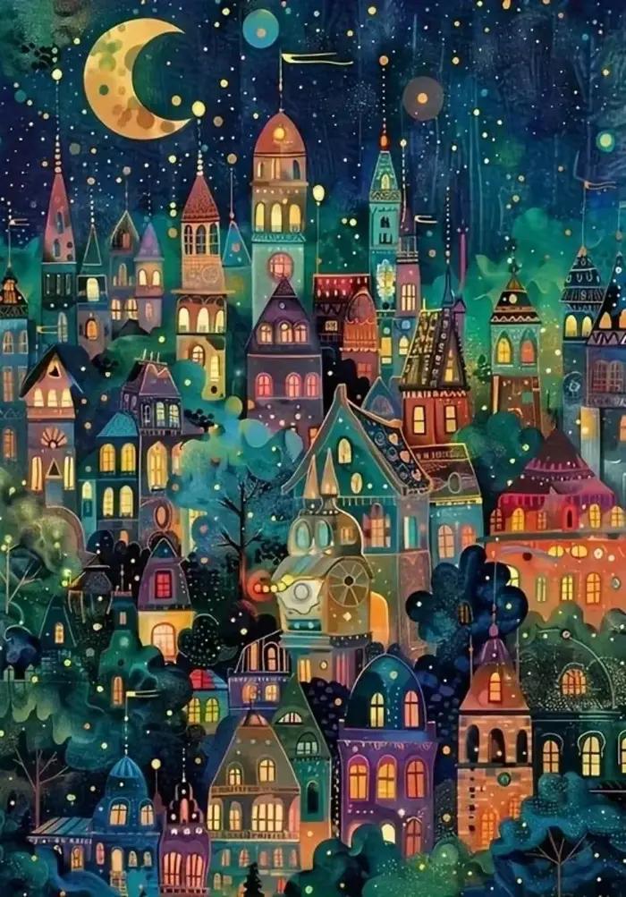 Peinture Diamant Paysage Urbain, Mosaïque Complète Carrée ou Ronde, Cadeau Unique, Strass, Décoratio