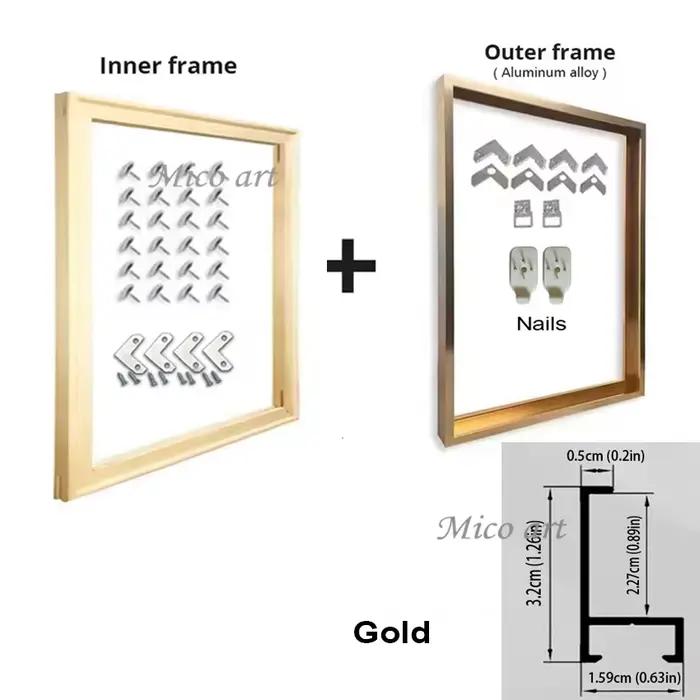 Cadre flottant en toile en métal pour bricolage, grands cadres flottants 50x70 60x90 80x120cm et cad