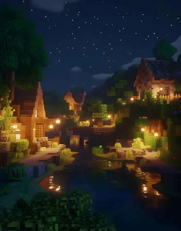 Impression sur toile style paysage de jeu vidéo Block Pixel World, tableau mural décoratif pour salo