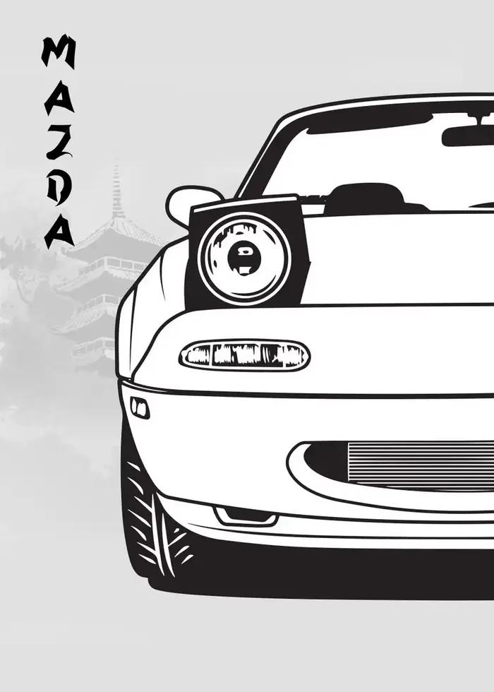 Affiche d'art mural Mazda MX Miata, Collection de Passion japonaise et asiatique, impression décorat