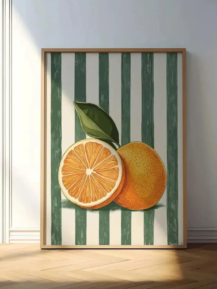 Décoration murale orange, affiche de fruits orange, peinture d'art de cuisine de ferme, imprimés de