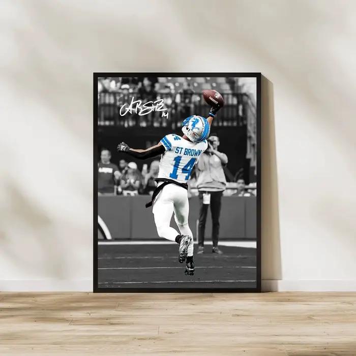 Peinture sur toile signée de joueur de Rugby des géants de New York, cadeau parfait, affiche d'art m