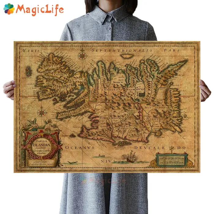 Affiches de carte Vintage européennes, toile d'art mural, peinture d'asie rétro nordique, images mur