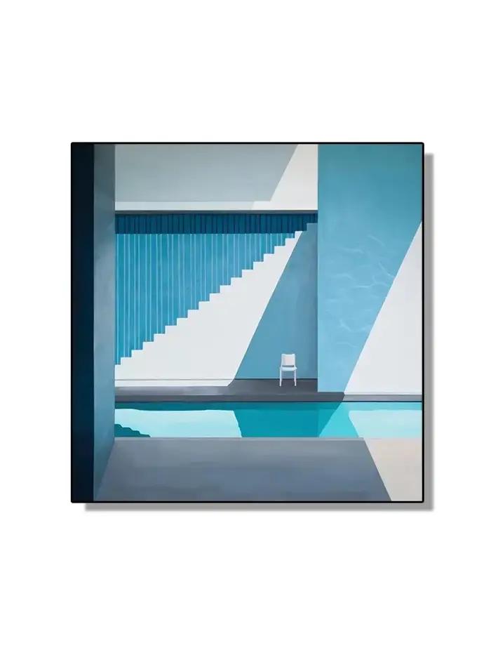 Affiche de toile de paysage abstrait, FC Hockney, piscine, vue sur l'océan, art mural pour décor de