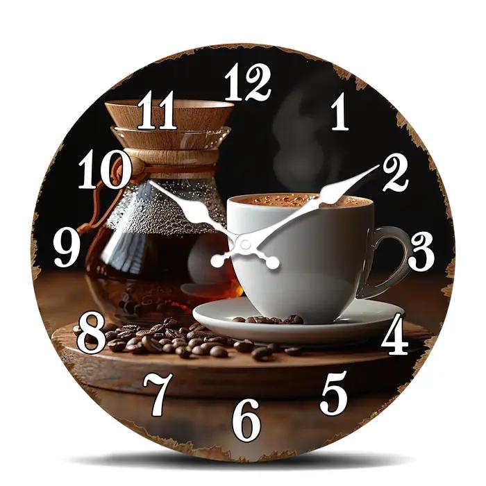 Horloge murale pour les amateurs de café, design vintage de brassage de café, mouvement à quartz sil