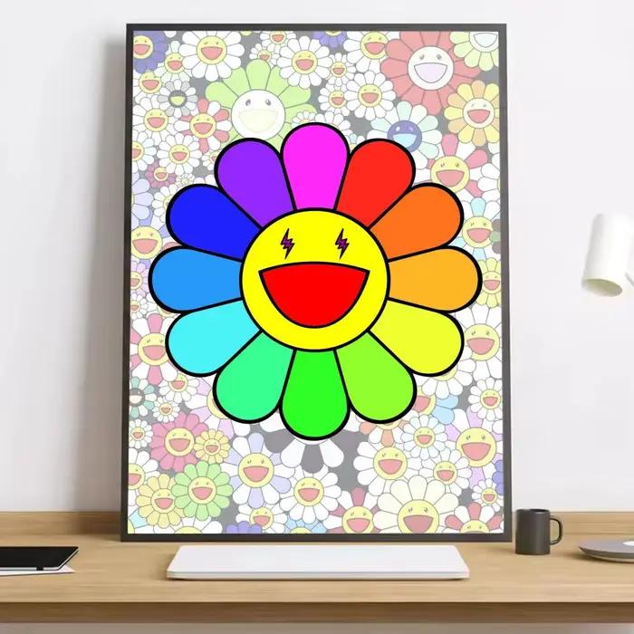 Affiche sur toile HD, peinture de fleurs, calligraphie, Art M-Murakami T-Takashi, décoration esthéti