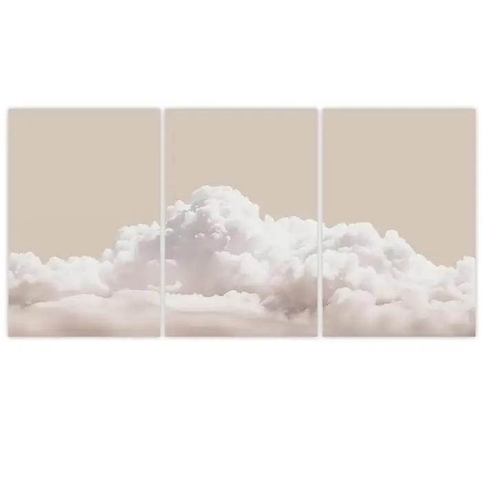 Ensemble de 3 tableaux muraux nuages beiges, affiches nuages blancs, impressions minimalistes ciel,