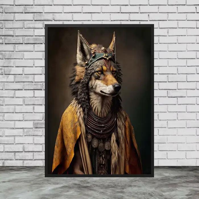 Toile d'art mural Vintage de la tribu du loup originale, peinture mystérieuse, fantaisie surréaliste