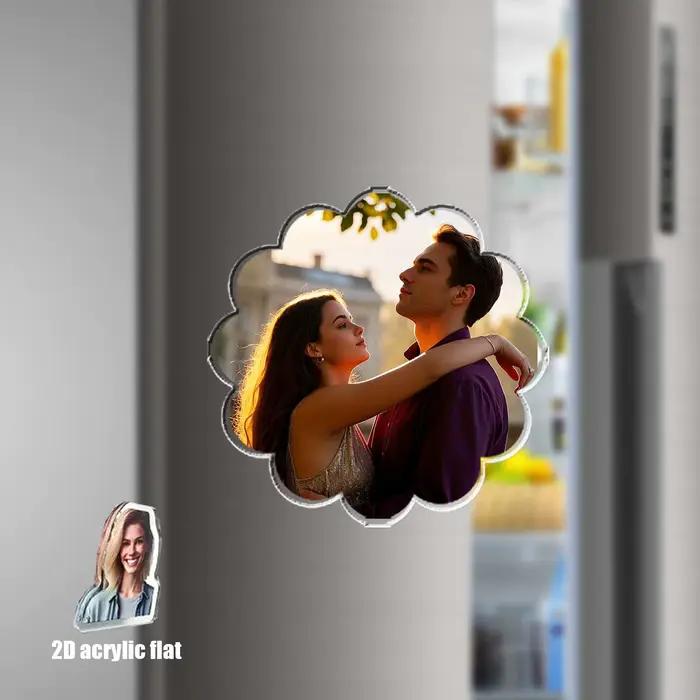 Autocollants de réfrigérateur personnalisés avec photo et texte, décorations personnalisées pour réf