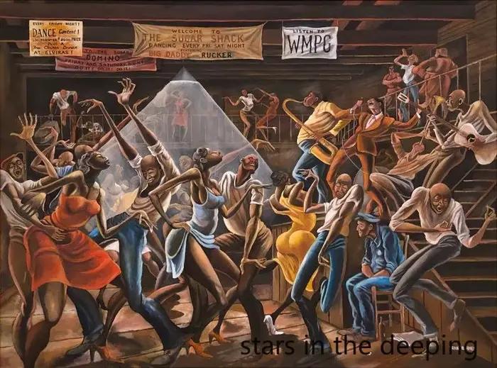 Affiche d'Art Abstrait Ernie Barnes Corne, Femmes Noires Africaines, Jazz, Musique, Peinture sur Toi