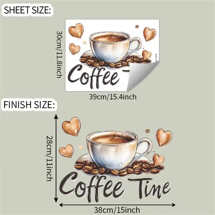 Autocollants muraux de tasse à café, autocollants auto-adhésifs en PVC pour décoration de café et de