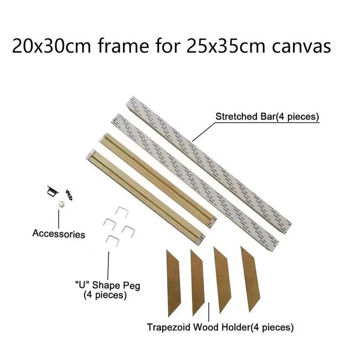 Cadre en bois pour bricolage, 20x30cm, pour 25x35cm, imprimés sur toile, Kit de cadre de peinture di