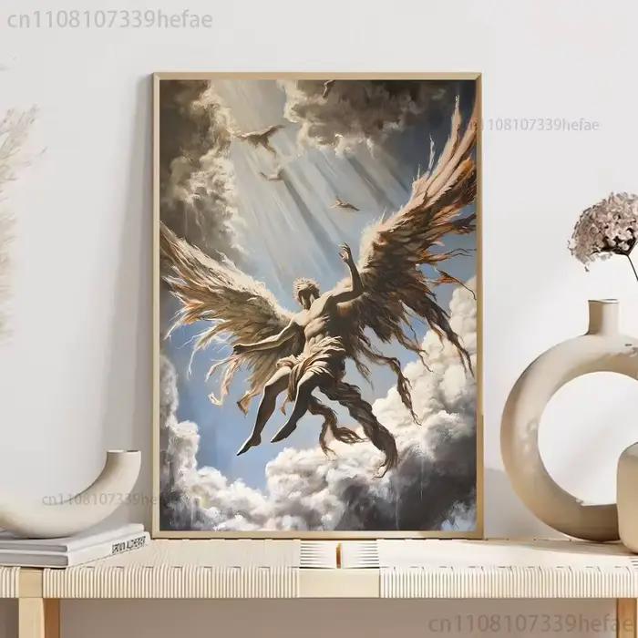 Affiche de décoration murale HD avec peinture d'ange tombé, autocollante, imperméable, pour la maiso