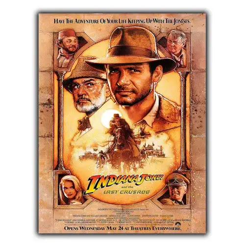 Indiana Jones et la dernière croisade, plaque murale en métal de Steven Spielberg, impression en alu
