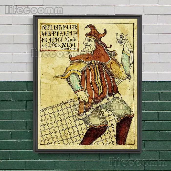 Toile d'Art Mural Scandinave Myenson, Reproduction d'Art Mythique, Nordique, Dieu Odin, Affiche Impr