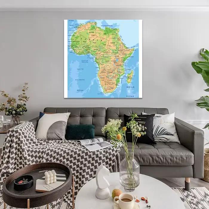 Carte topographique de l'Afrique, affiche d'art mural, peinture sur toile, décoration de bureau, fou