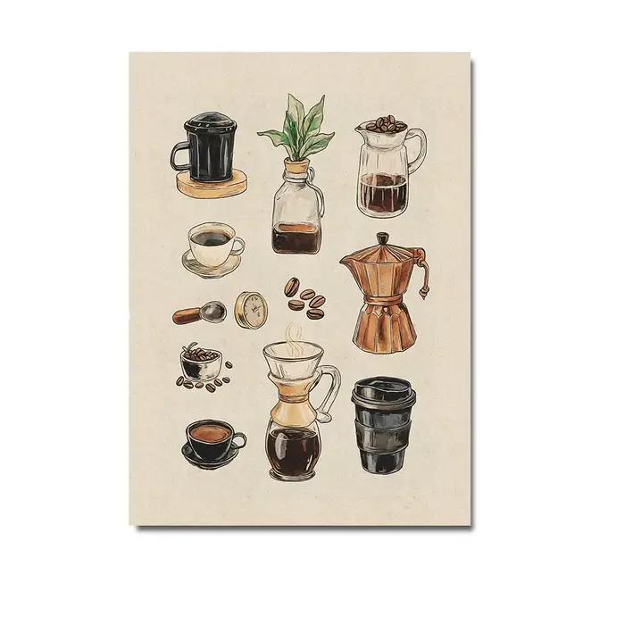 1 pièce Tableau mural rétro non encadré sur toile rustique, impression pour amateurs de café, pour c
