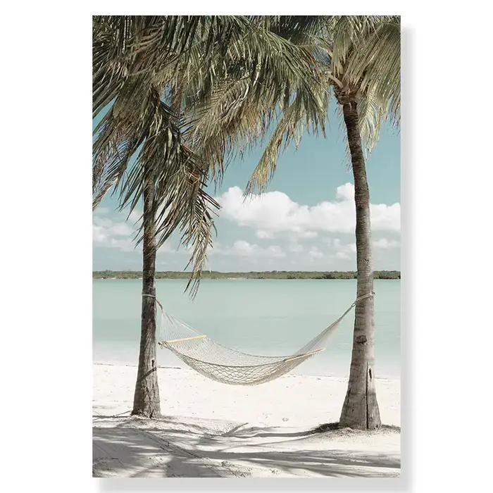 Affiche sur toile de plage tropicale, océan, palmier, feuilles de bananier, Chalet de vacances, esca
