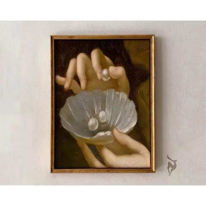 Renaissance Woman Hand Portrait Poster Elegant Feminine Baroque Canvas Painting Gallery Eclectic Wal