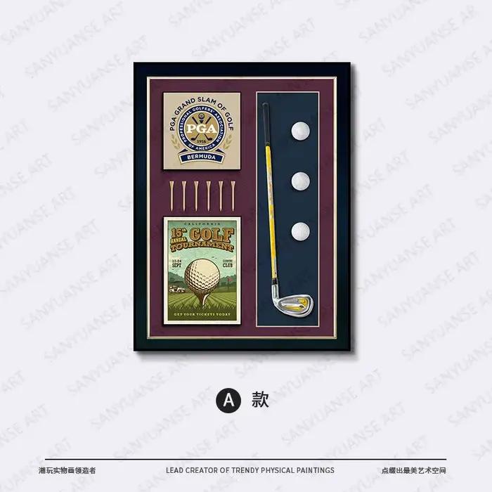 Peinture décorative tridimensionnelle 60x80 Golf, cadre photo combiné pour clubs, présentoir pour to