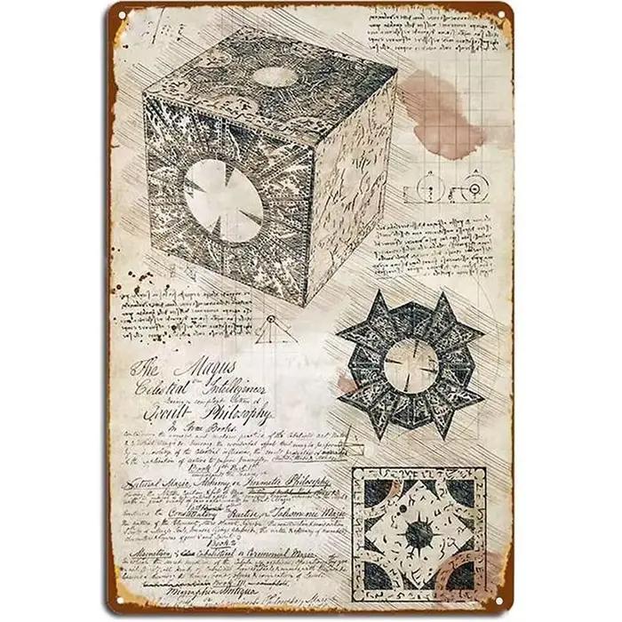 Hellraiser-Plaque en métal de boîte de puzzle, affiche de film d'horreur, configuration de lament, p