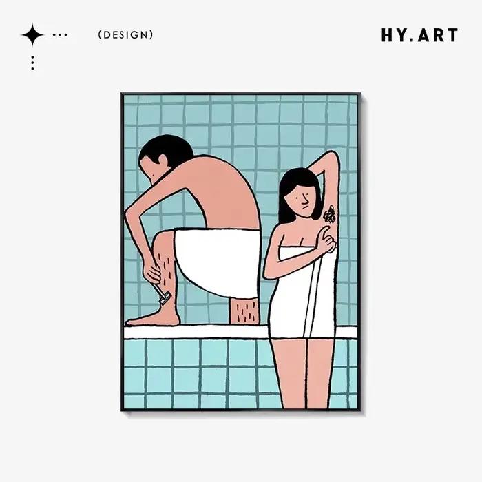 Affiche en toile Pop Wind, peinture décorative, Niche Jean Jullien, Art, salle de bains, salon, fond