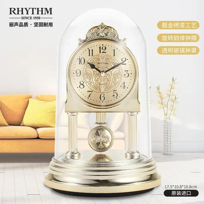 Horloge de Table rotative en or, décoration de luxe en cristal pour salon et chambre à coucher