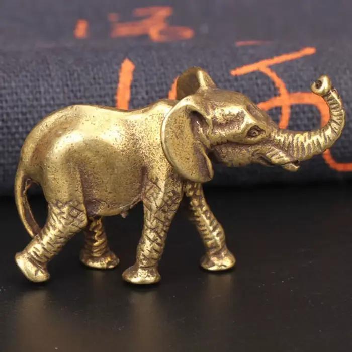 Figurines d'éléphant miniatures en Bronze Antique, ornement de Table pour animaux de compagnie, déco