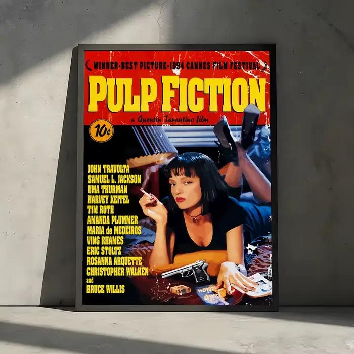 Affiche de films classiques P-Pulp F-Fiction, autocollants décoratifs d'art mural, impression photo