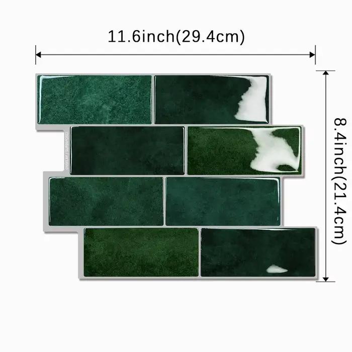 Autocollants muraux auto-adhésifs pour carrelage à motif de brique verte, panneaux imperméables rési