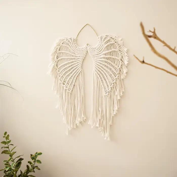 Ailes d'ange macramé tenture murale capteur de rêves Boho décoration murale à la main bohème décor à
