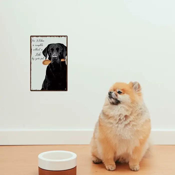Putuo Decor-Panneau en métal chien noir, affiche d'art mural rétro pour la maison, la cuisine, le ja