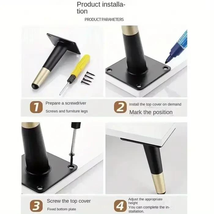 4 pièces accessoires de pieds de meubles pieds de meubles pieds de meubles en métal remplacement sal