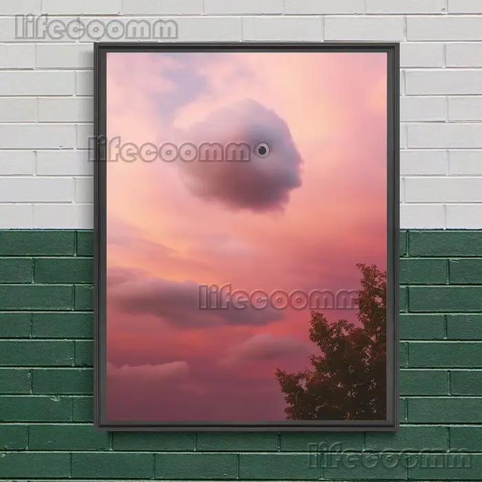 Yeux dans les nuages, peinture sur toile d'art mural fantaisie abstraite, soyez regardé par les nuag