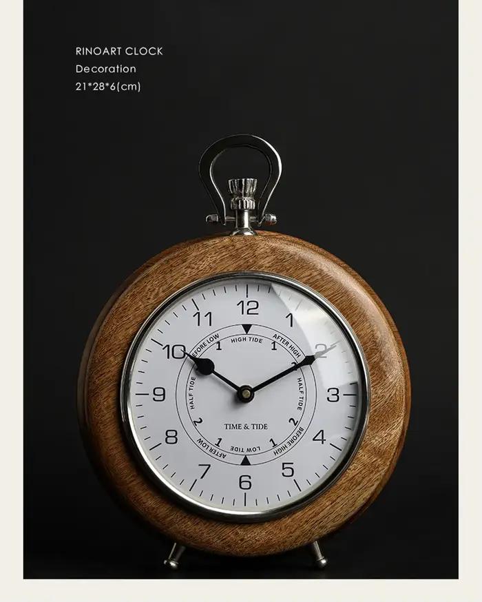Horloge Antique en bois de manguier, sculpture à la main, peut être accrochée, peut être plaquée