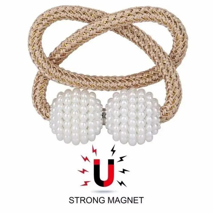 2 pièces perle magnétique rideau pince porte-rideau cravate boucle Clips suspendus boule boucle crav