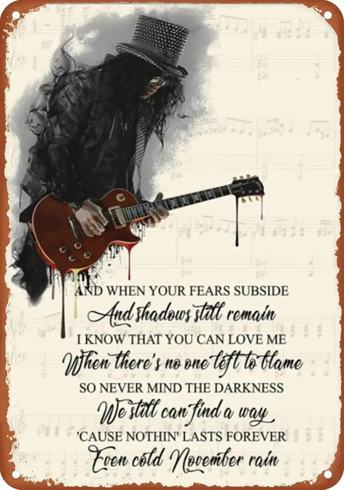 November Rain Lyric Metal Poster, Guns N Trash Poster, Wall Art, Vintage, 18/Sign