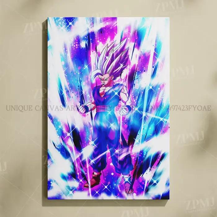 Dragon Ball toile peinture roi SSJ4 Gogeta décor à la maison photo sang chaud Anime impression affic