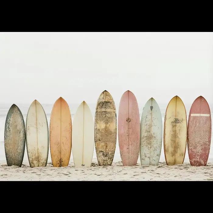 Affiche Murale Rétro Nostalgique Plage Planche de Surf Côte Océan Minimaliste Surf Bus Tableau Toile