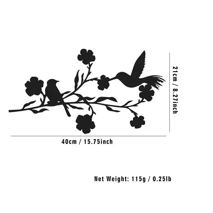 Silhouette d'Oiseaux sur Branche en Métal pour Décoration Murale, Signe de Face, Vintage, Simplicité