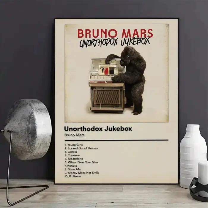Affiche Murale Moderne sur Toile avec Peinture Calligraphique du Rappeur B-Bruno Mars, Décoration Es